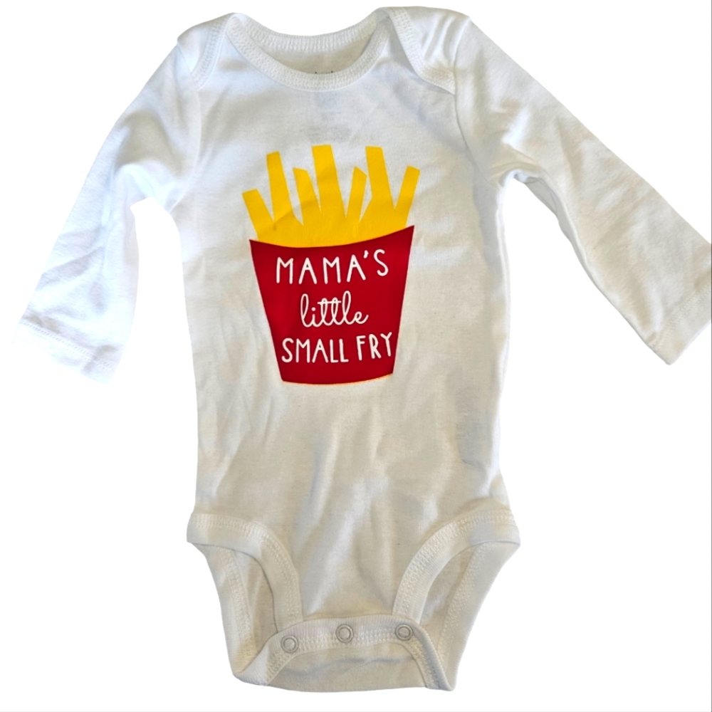 Mama's Little Small Fry Handcrafted Long Sleeve Onesie - Size 3M